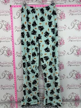 Sanrio chococat pants fleece pjs Mint Green Black Cat Fleece Pajama Pants